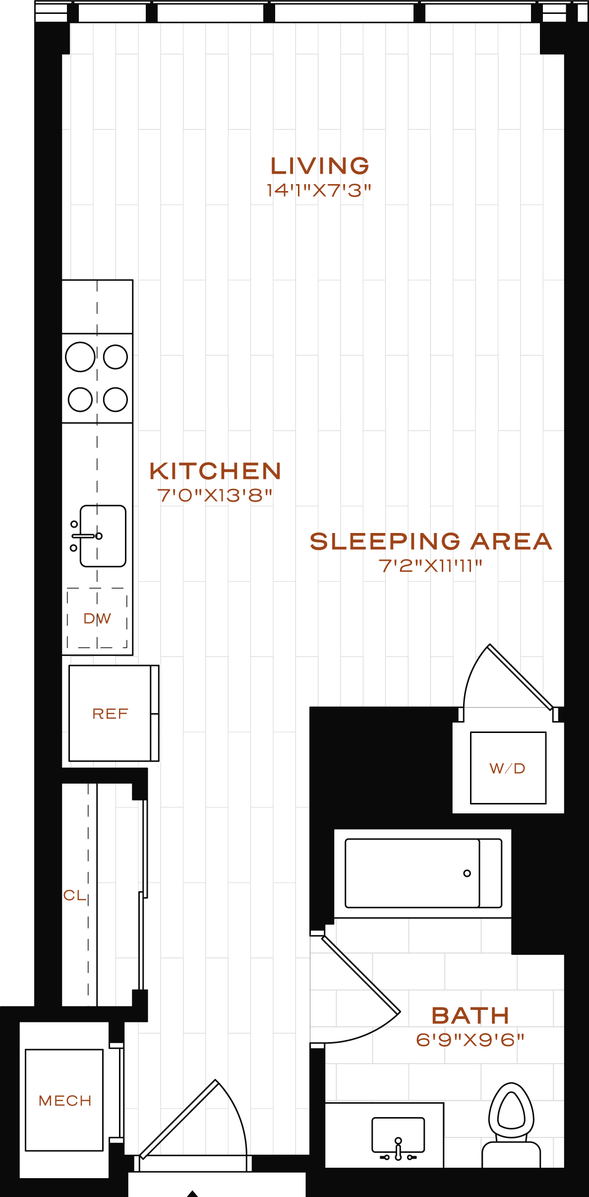 Rendering of the Studio-T-5 Floor Plan